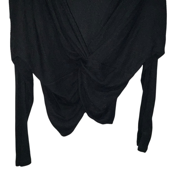 Candies Cozy Ribbed Twist-Front Sweater – Black (Size L) - Picture 8 of 9